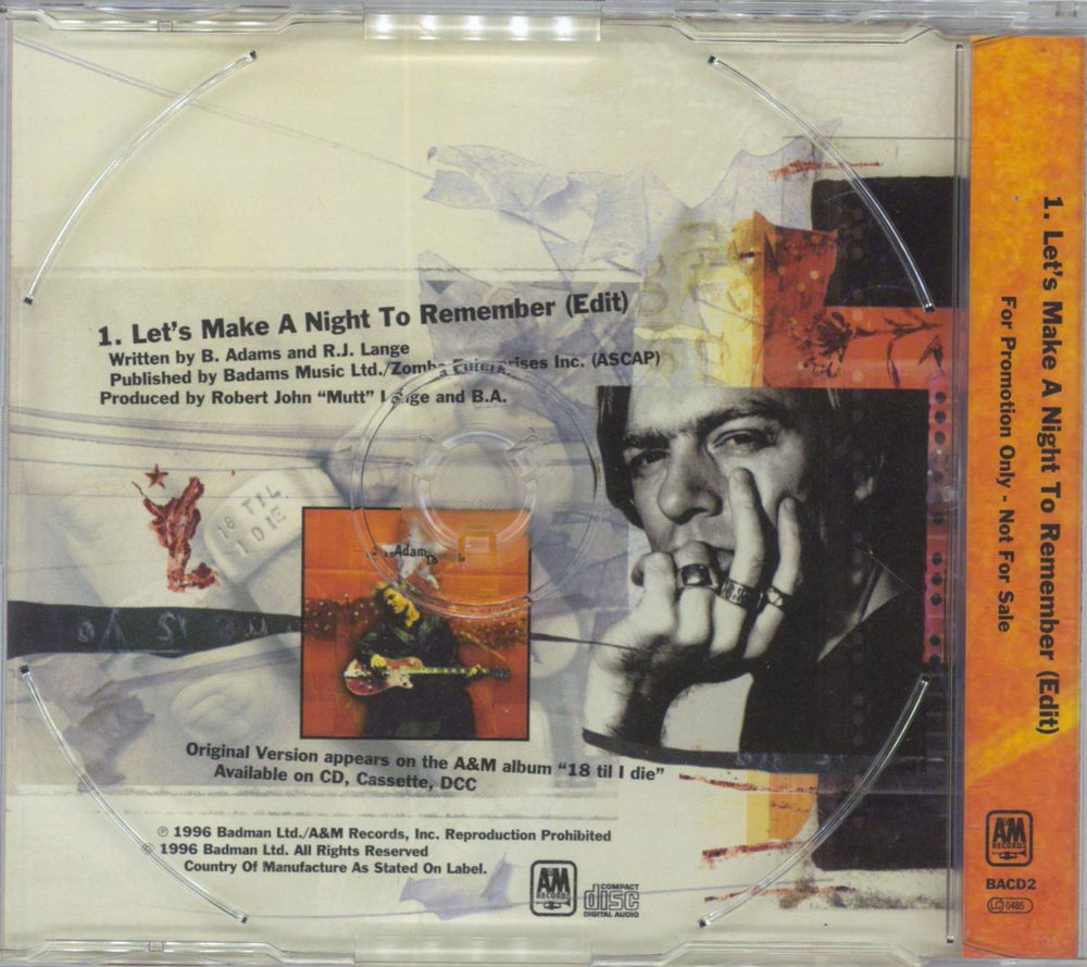 Bryan Adams Let's Make A Night To Remember UK Promo CD single (CD5 / 5")