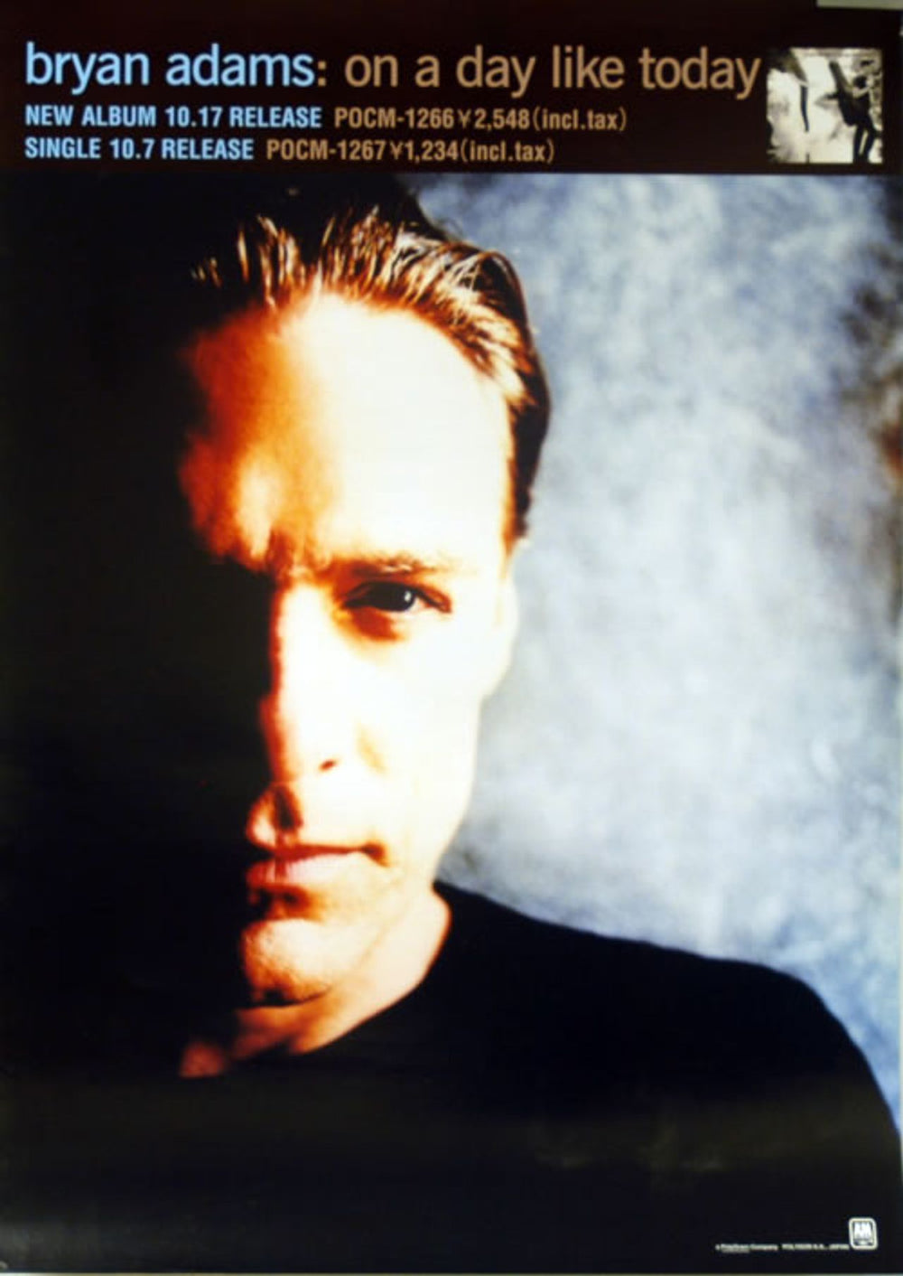 Bryan Adams On A Day Like Today Japanese Promo poster 29 X 20