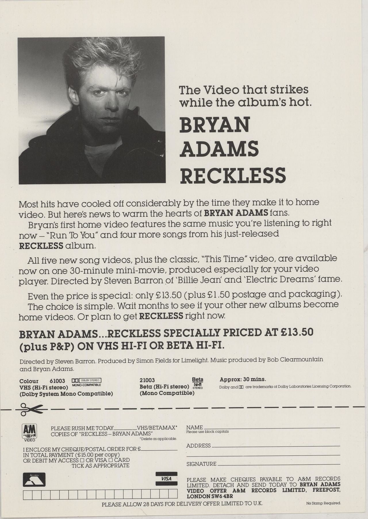 Bryan Adams Reckless Vinyl Lp | Wordpress-331561-1541677.cloudwaysapps.com