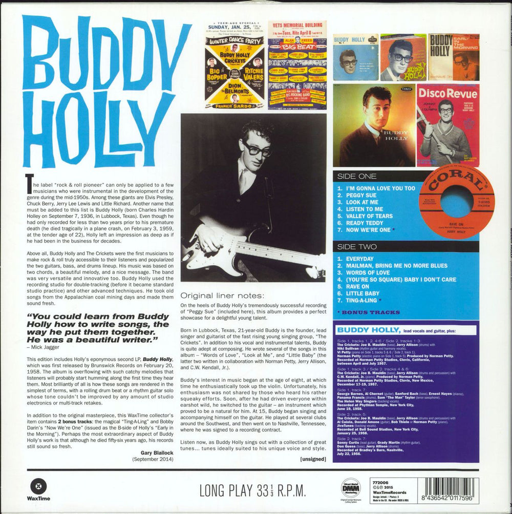 Buddy Holly Buddy Holly [second album] Spanish vinyl LP album (LP record) 8436542017596