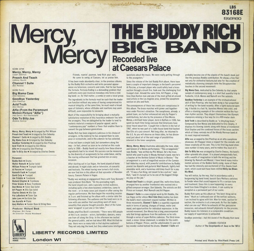 Buddy Rich Mercy Mercy - black label UK vinyl LP album (LP record)