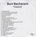 Burt Bacharach Classics UK Promo CD-R acetate CD-R ACETATE