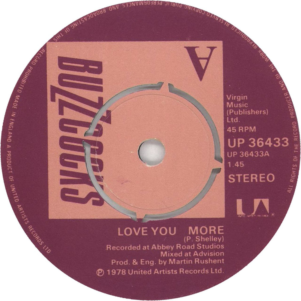 Buzzcocks Love You More - P/S UK 7" vinyl single (7 inch record / 45) BUZ07LO106181
