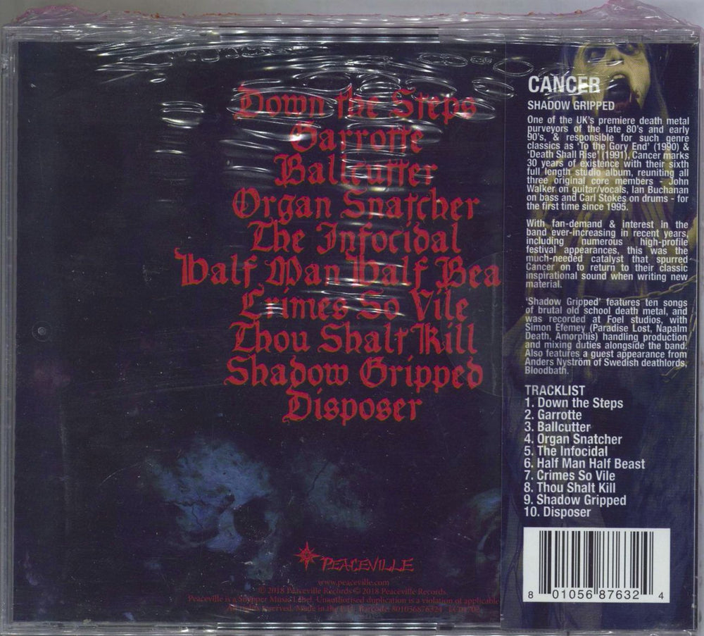 Cancer Shadow Gripped - Sealed UK CD album (CDLP) 801056876324