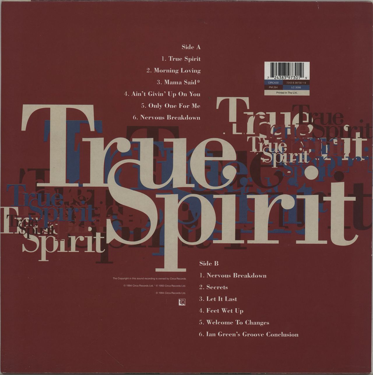 Carleen Anderson True Spirit UK Vinyl LP —