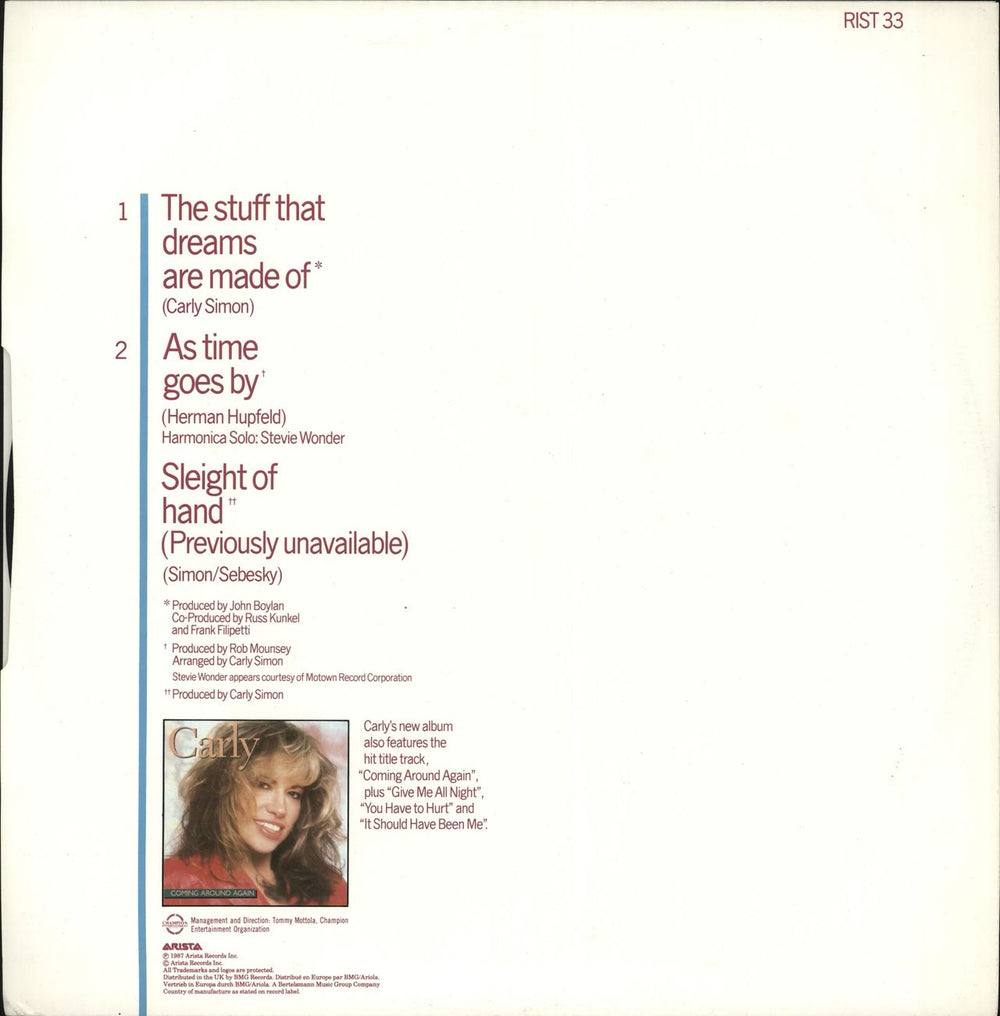 Carly Simon The Stuff That Dreams Are Made Of UK 12" vinyl single (12 inch record / Maxi-single)
