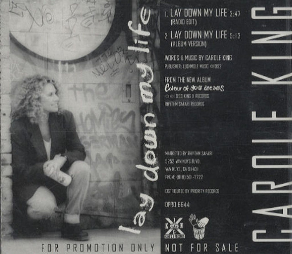 Carole King Lay Down My Life US Promo CD single (CD5 / 5") DPRO6644