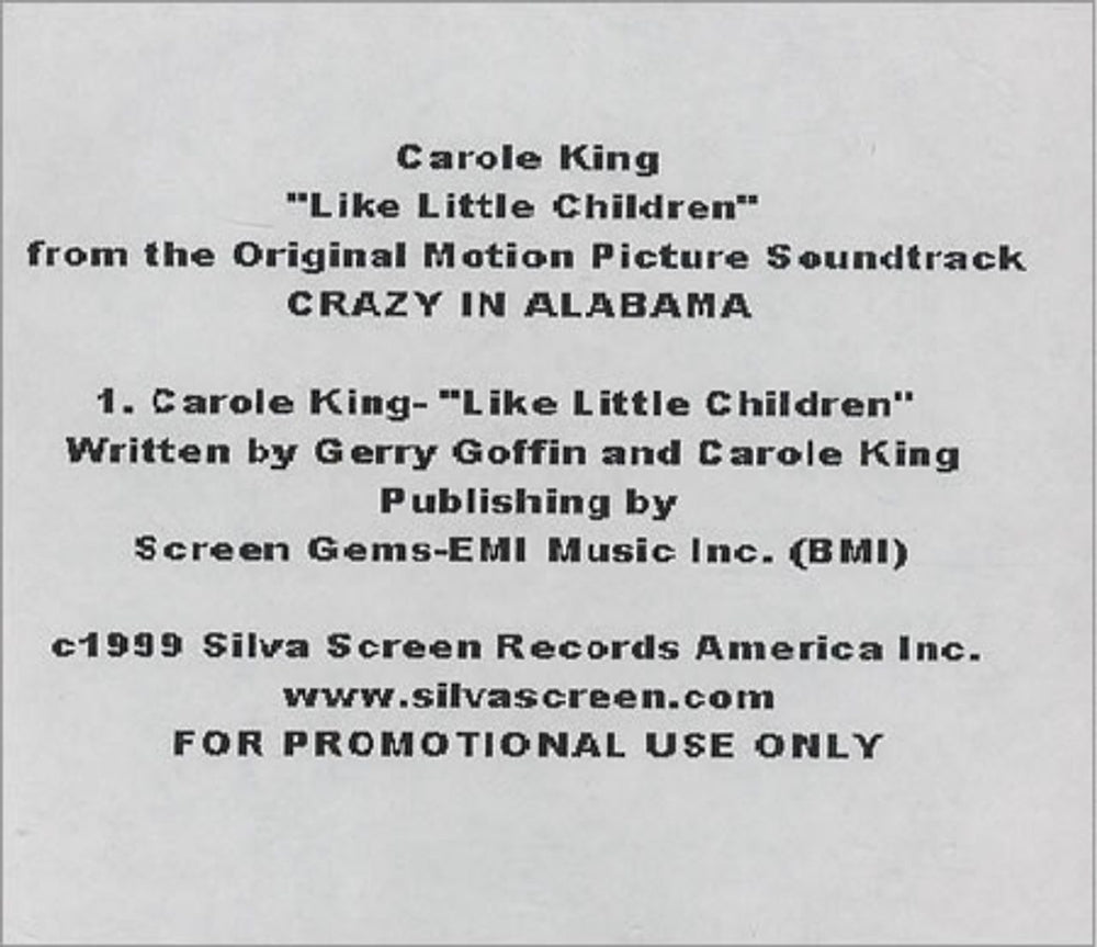 Carole King Like Little Children US Promo CD-R acetate CRLCRLI149223