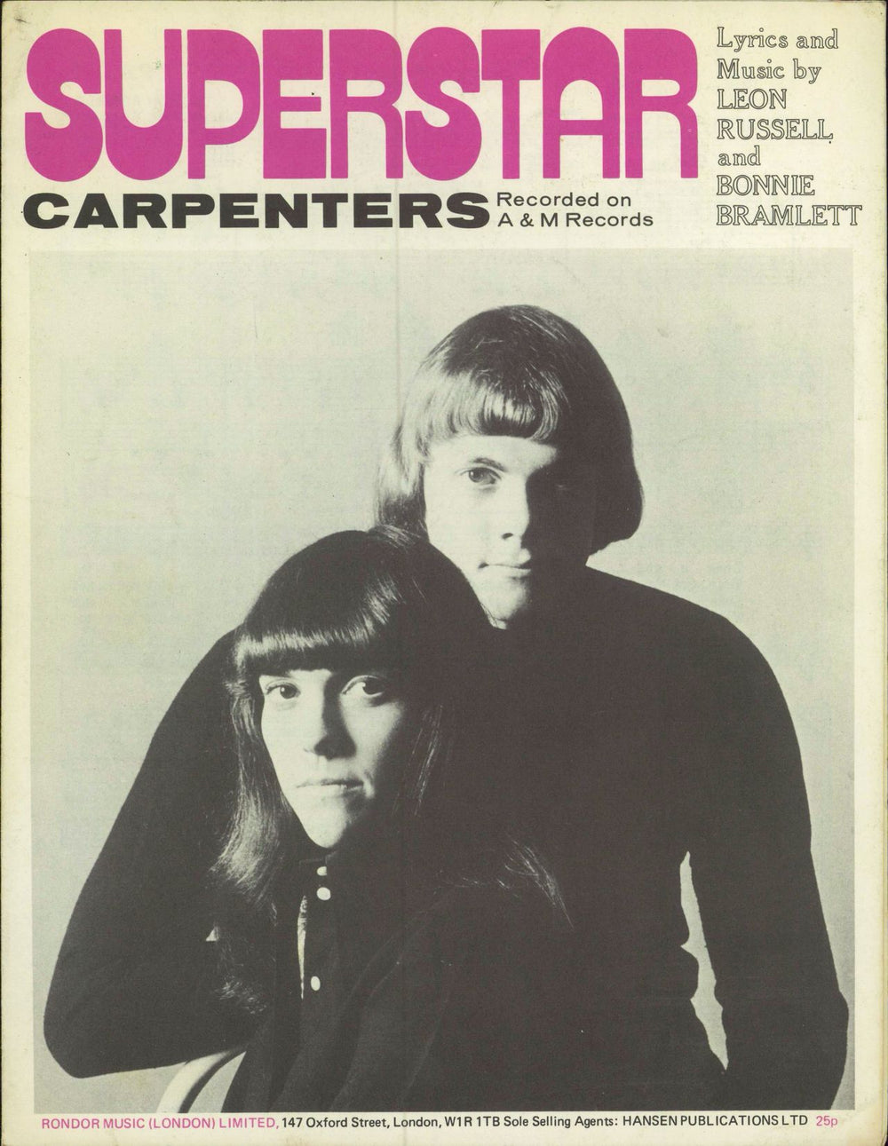 Carpenters Superstar UK sheet music SHEET MUSIC