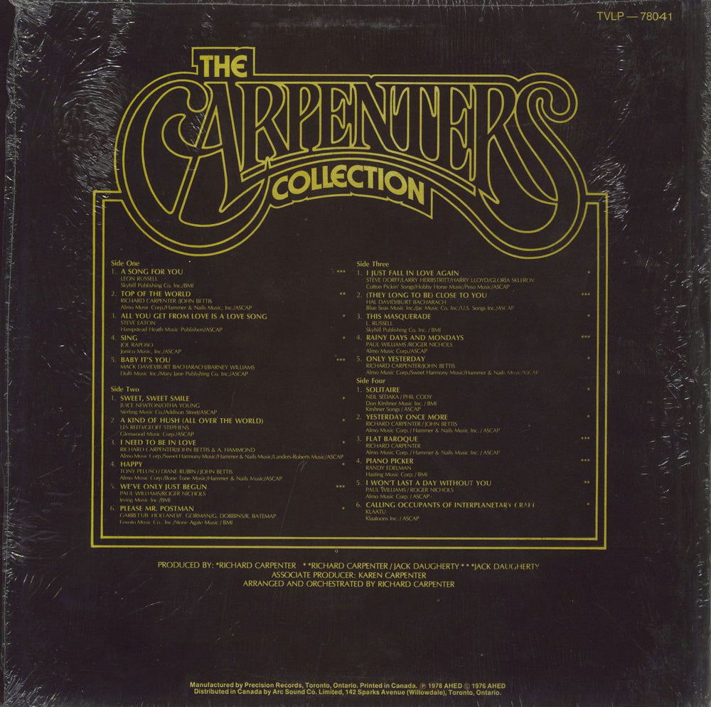 Carpenters The Collection - black sleeve - shrink Canadian vinyl LP album (LP record)