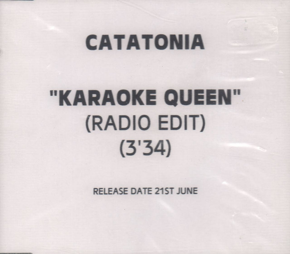 Catatonia Karaoke Queen UK Promo CD-R acetate CD ACETATE