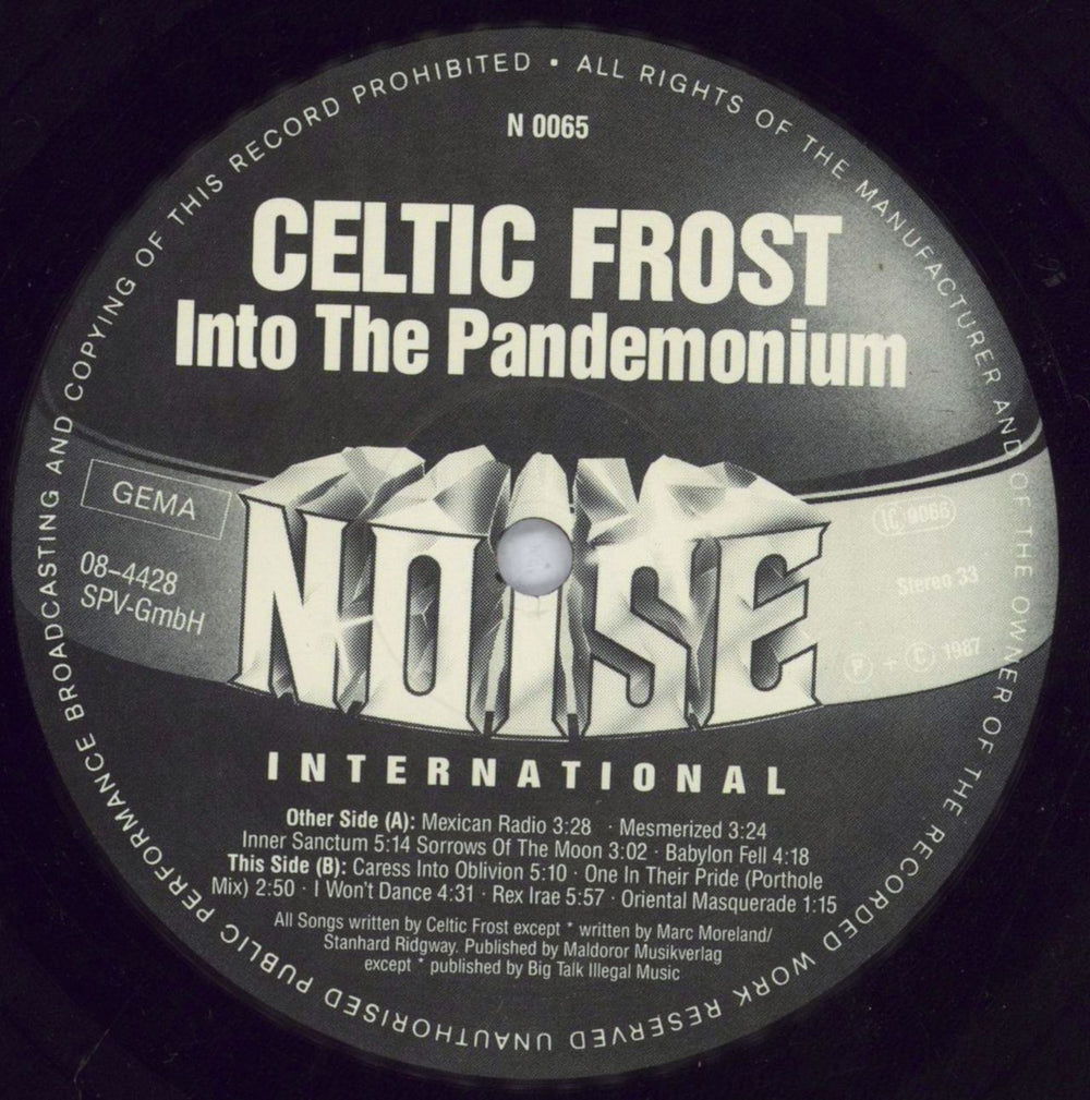 Celtic Frost Into The Pandemonium + Lyric Inner German vinyl LP album (LP record) CEFLPIN830587