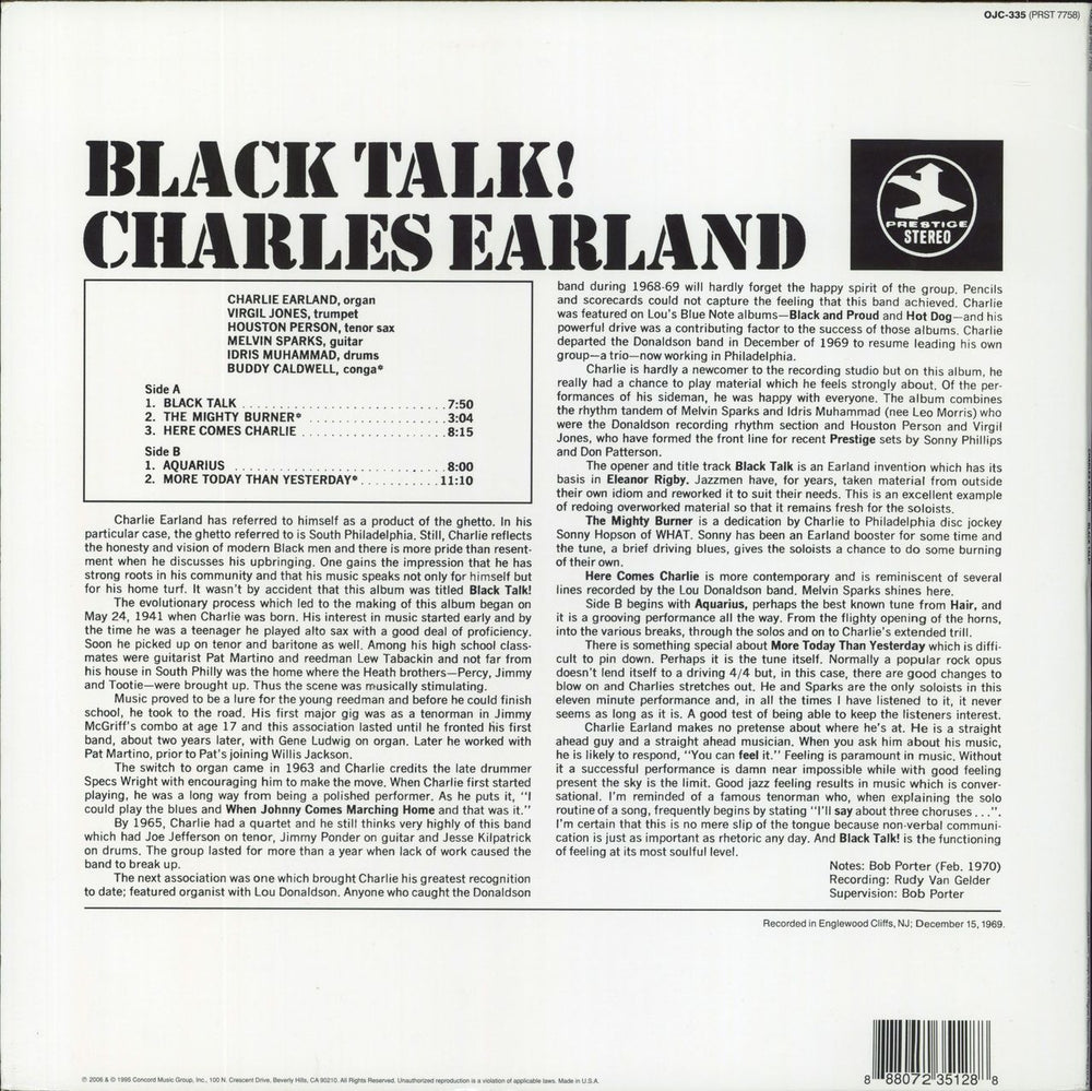 Charles Earland Black Talk! US vinyl LP album (LP record) 888072351288