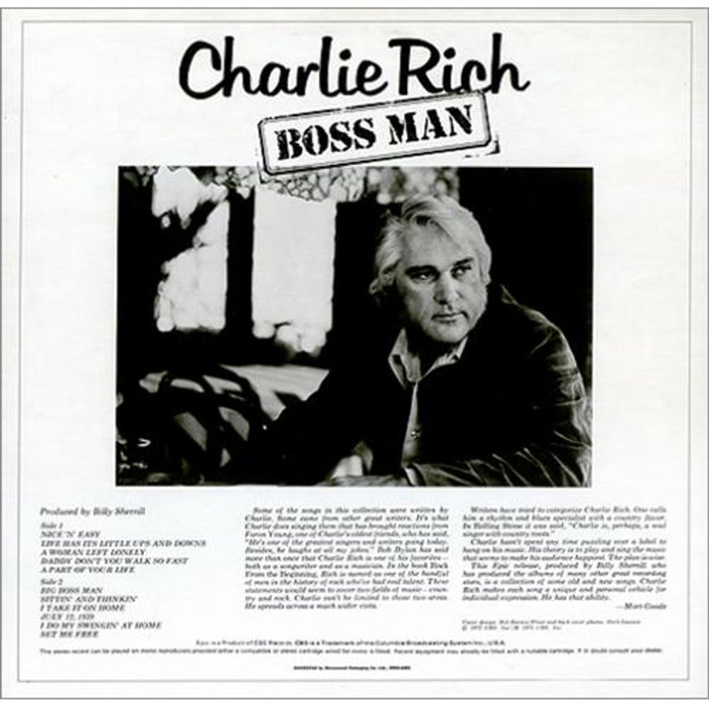 Charlie Rich Boss Man UK vinyl LP album (LP record) CB3LPBO418324