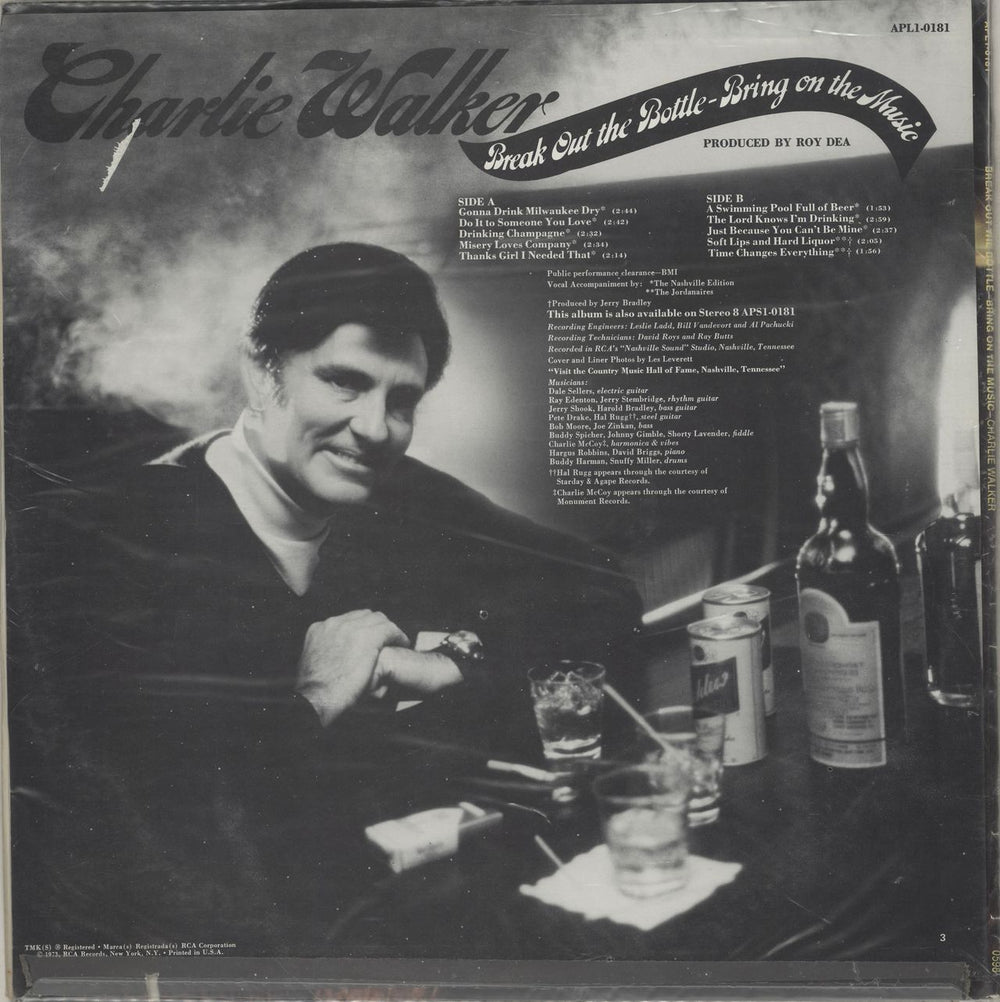 Charlie Walker Break Out The Bottle - Bring On The Music US vinyl LP album (LP record)