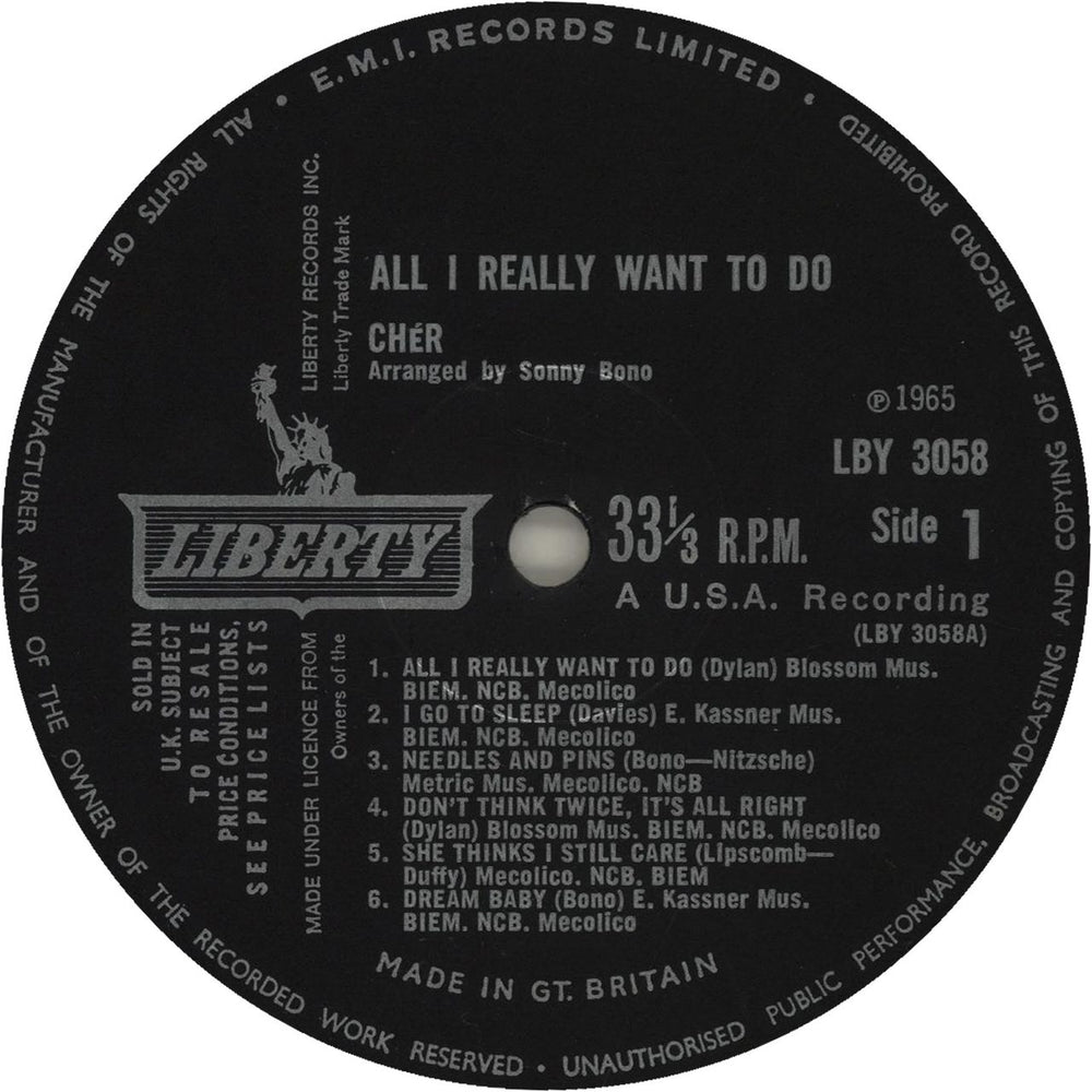 Cher All I Really Want To Do UK vinyl LP album (LP record)