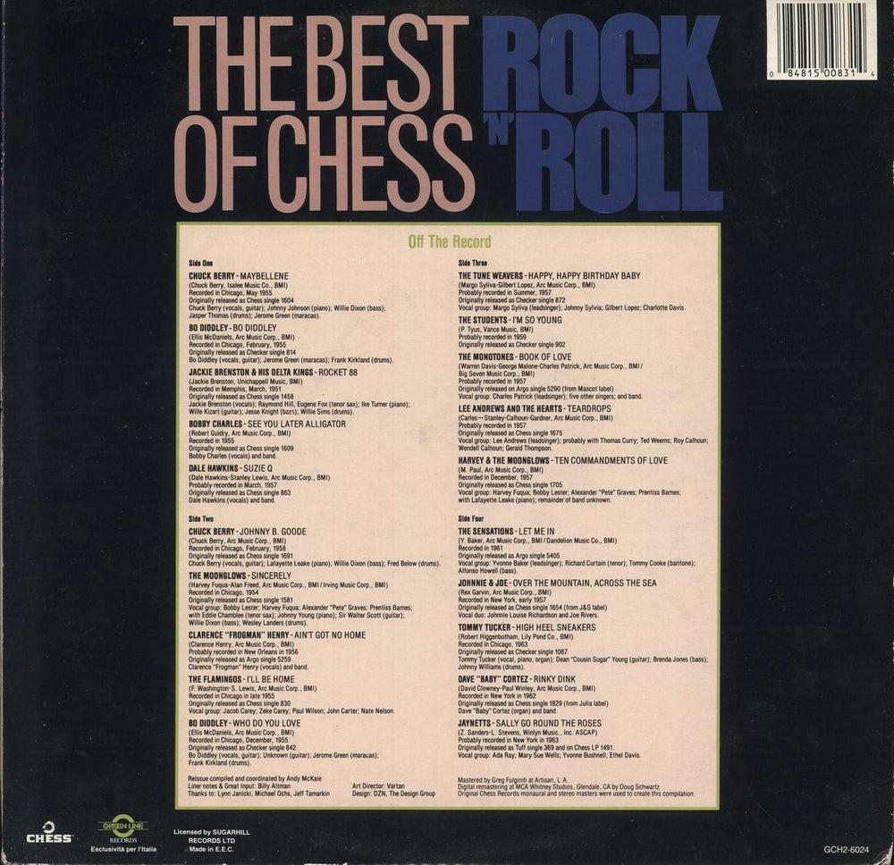 Chess Records The Best Of Chess: Rock 'n' Roll Italian 2-LP vinyl record set (Double LP Album) 084815008314