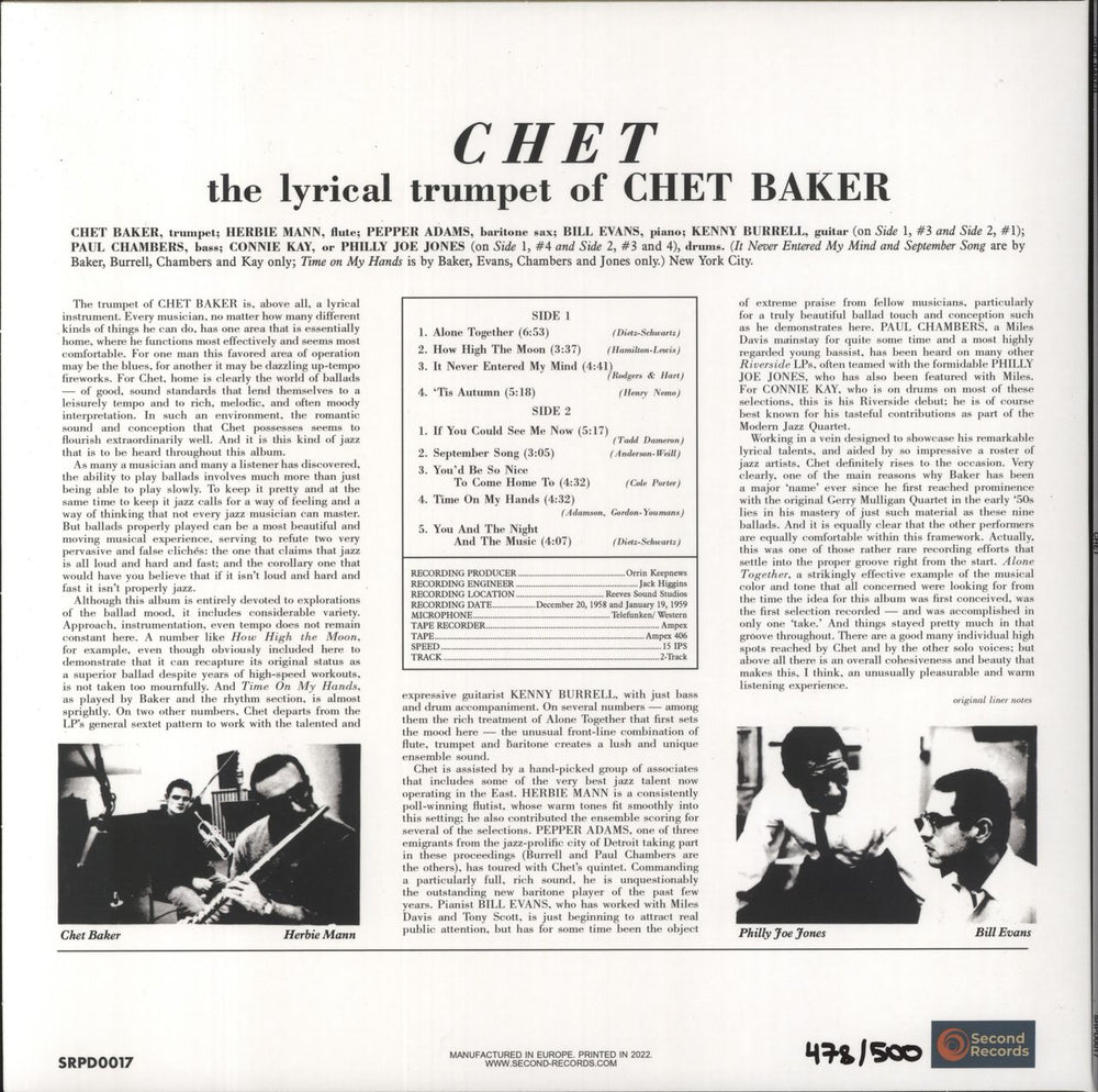 Chet Baker Chet - 180gm Splatter Vinyl UK vinyl LP album (LP record) 9003829979770