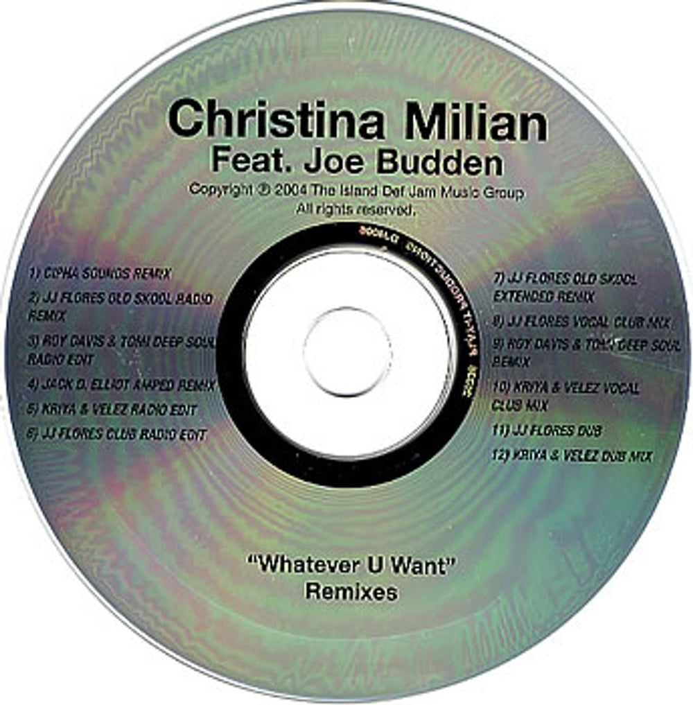 Christina Milian Whatever U Want - Dance Remixes US CD-R acetate DJ4006