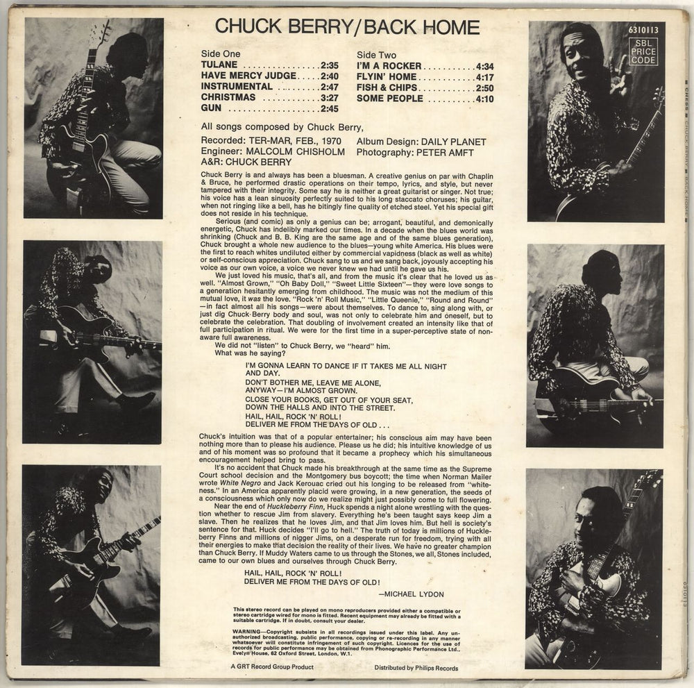 Chuck Berry Back Home UK vinyl LP album (LP record) CHKLPBA718146