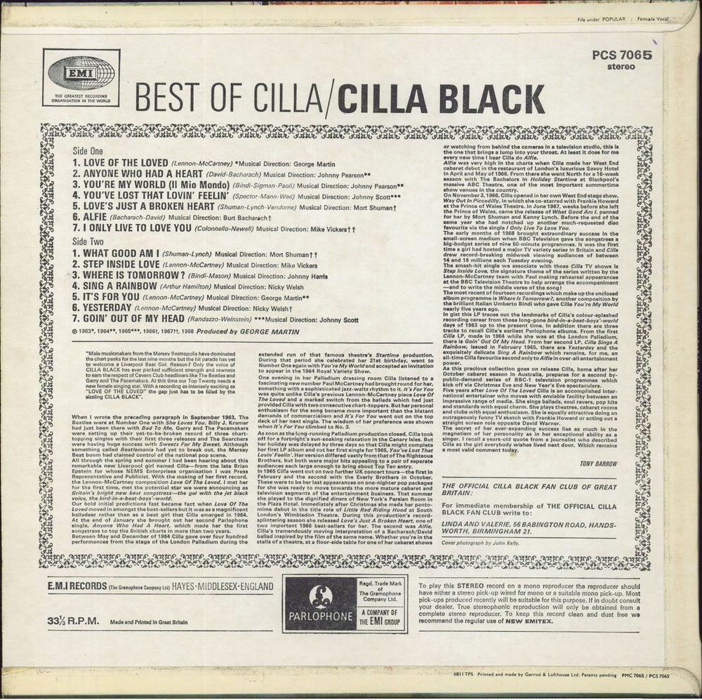 Cilla Black The Best Of Cilla Black - Two Box UK vinyl LP album (LP record)