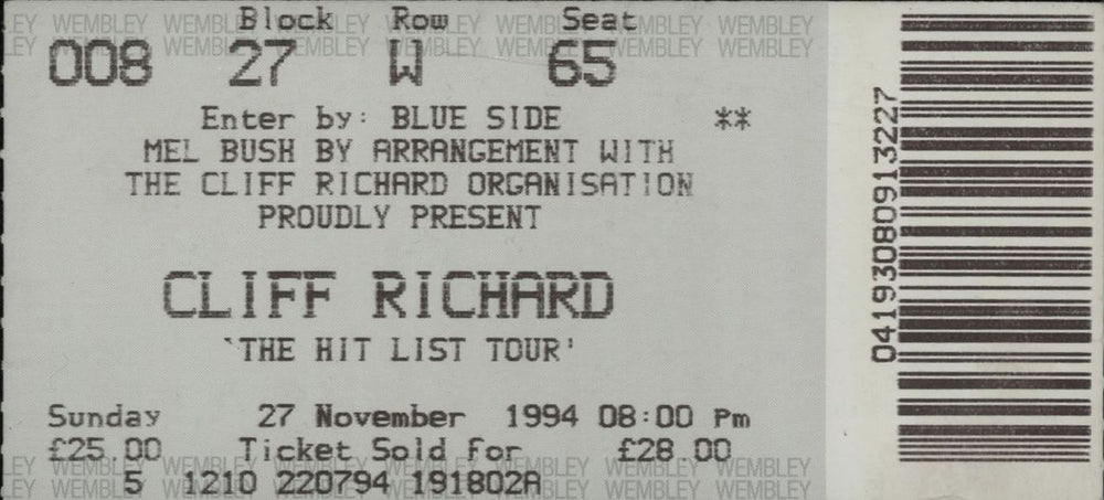 Cliff Richard The Hit List Tour + Ticket Stub UK tour programme RICTRTH116557