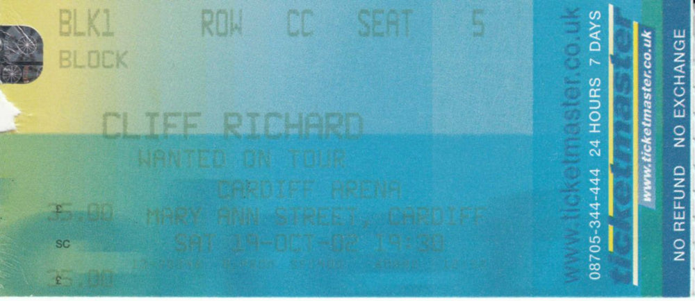 Cliff Richard Wanted On Tour 2002/2003 + Ticket Stub UK tour programme RICTRWA663432