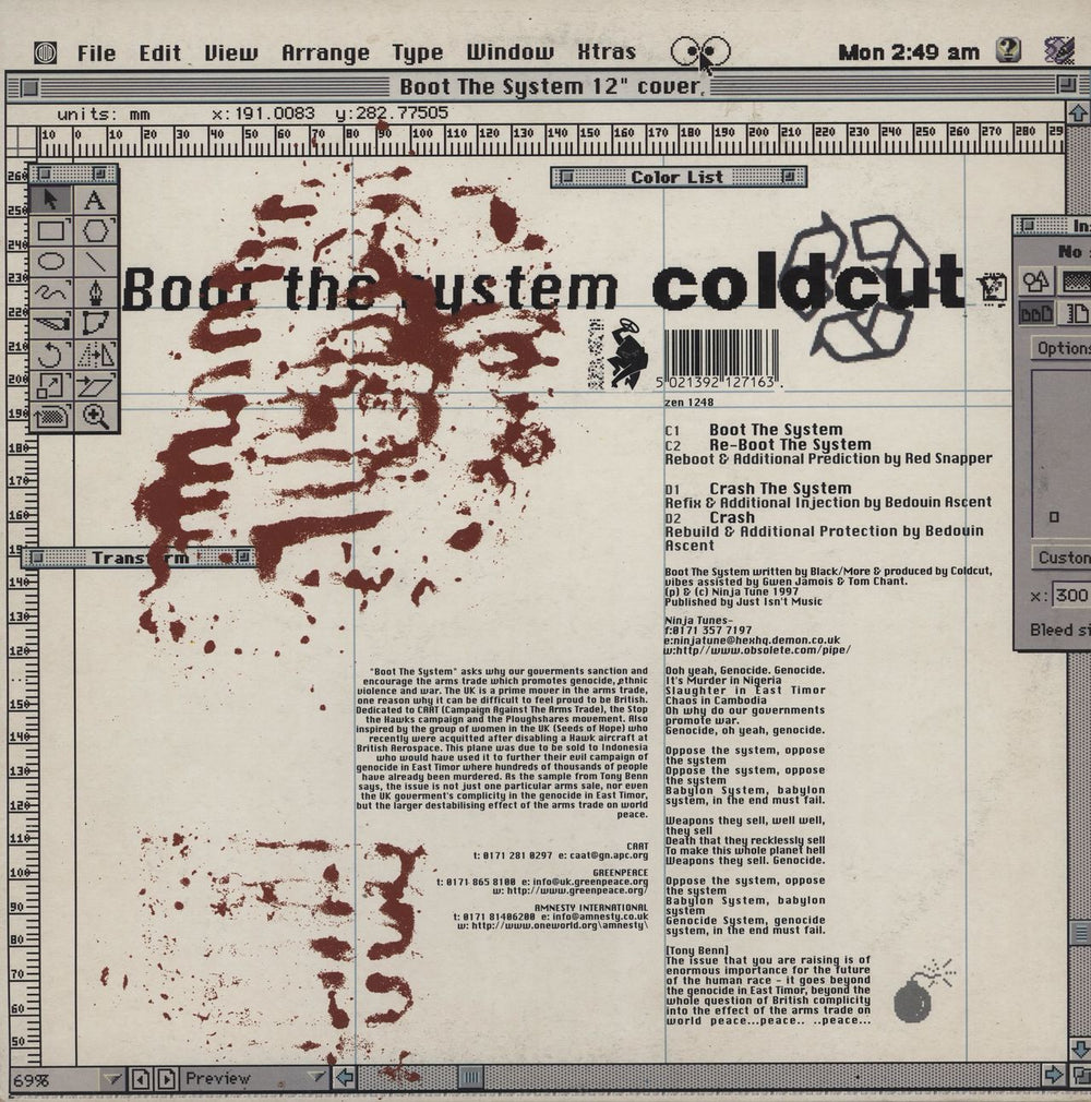Coldcut Atomic Moog 2000 / Boot The System UK 12" vinyl single (12 inch record / Maxi-single) 5021392127163