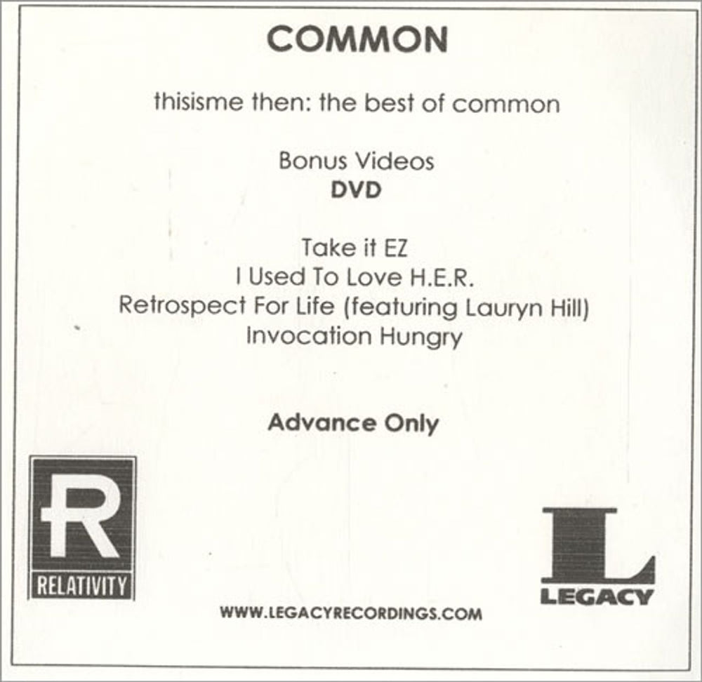 Common This Is Me Then: The Best Of Common US Promo CD-R acetate OMMCRTH445696