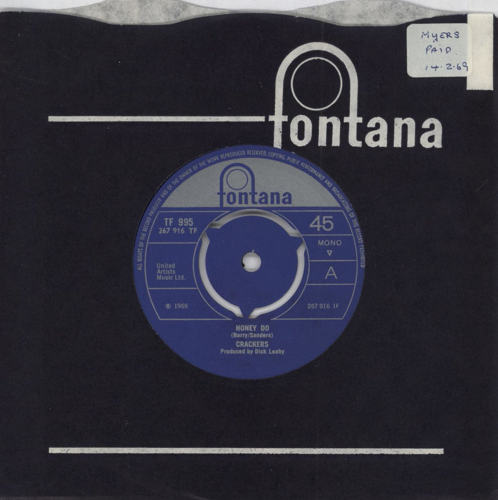 Crackers Honey Do UK 7" vinyl single (7 inch record / 45) TF995