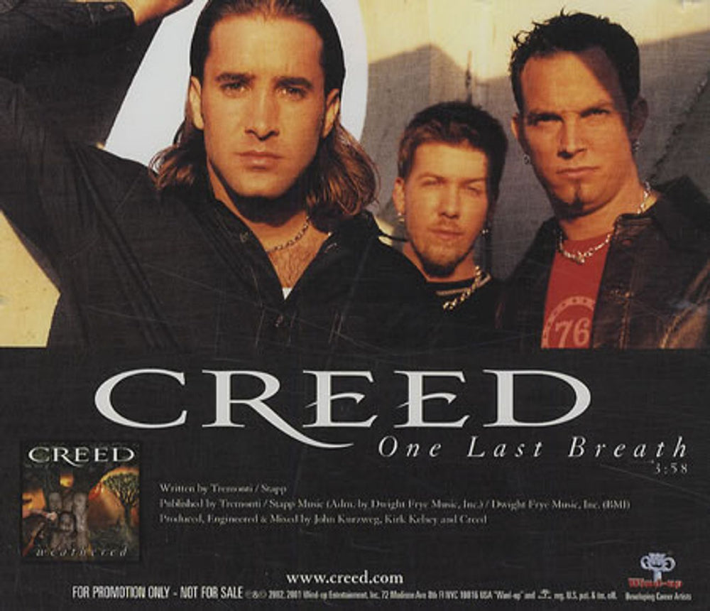 Creed One Last Breath US Promo CD single (CD5 / 5") WUJC20018-2