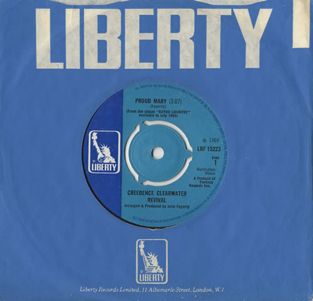 Creedence Clearwater Revival Proud Mary - 3pr - WITHDRAWN UK 7" vinyl single (7 inch record / 45) LBF15223