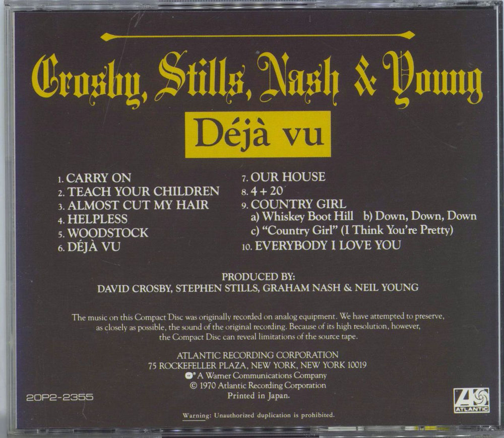 Crosby, Stills, Nash & Young Deja Vu - Forever Young Series Japanese CD album (CDLP)