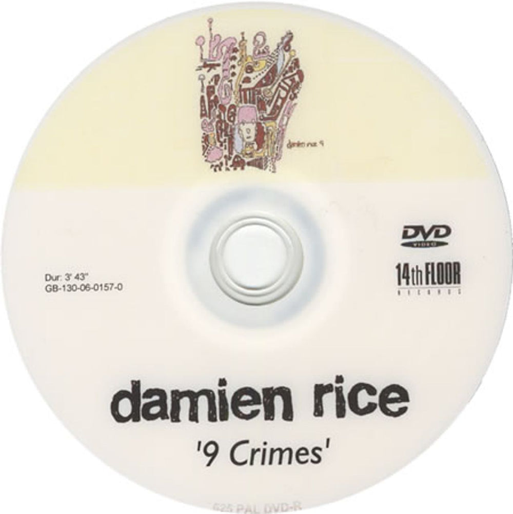 Damien Rice 9 Crimes UK Promo promo DVD-R DVD-R ACETATE