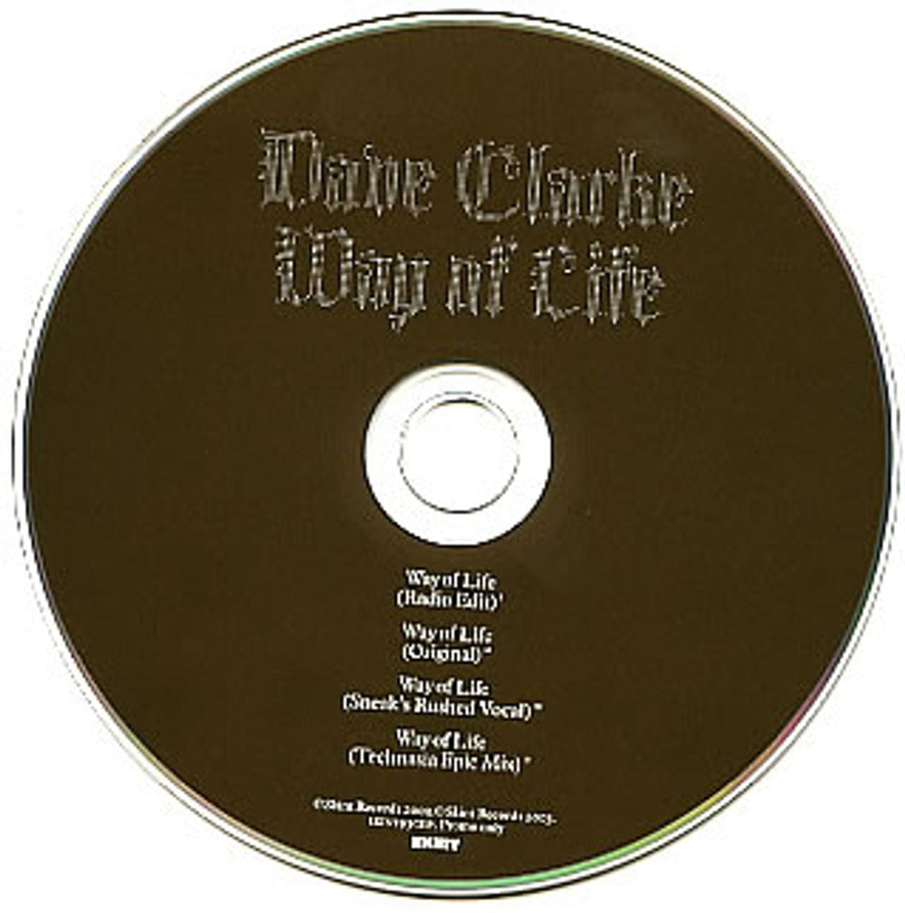 Dave Clarke Way Of Life UK Promo CD single (CD5 / 5") SKINT93CDP