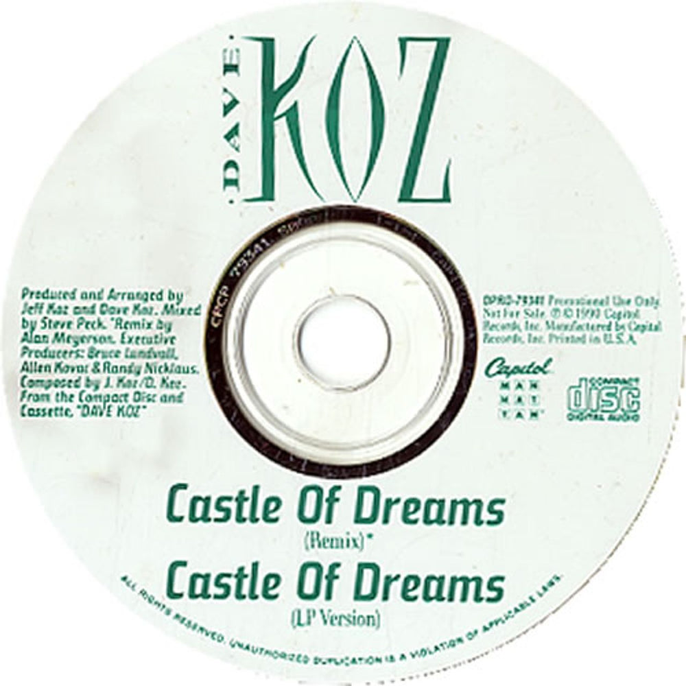 Dave Koz Castle Of Dreams US Promo CD single (CD5 / 5") DPRO-79341