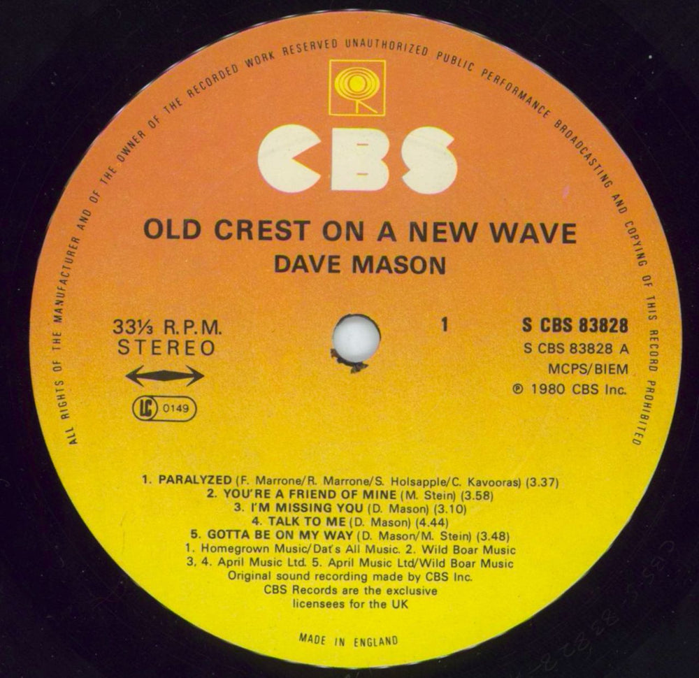 Dave Mason Old Crest On A New Wave - Promo Stamped UK vinyl LP album (LP record) DMSLPOL814817