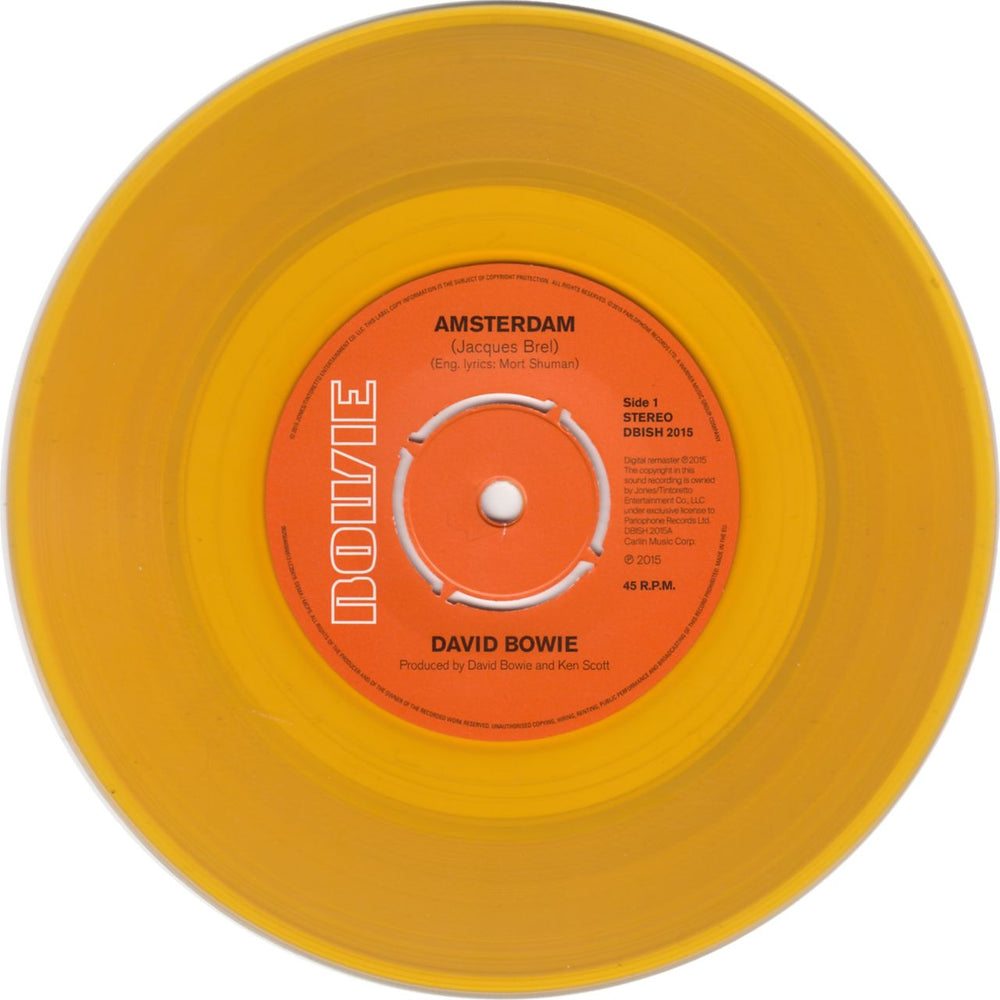 David Bowie Amsterdam - Orange Vinyl + Sealed Dutch 7" vinyl single (7 inch record / 45) 825646068913