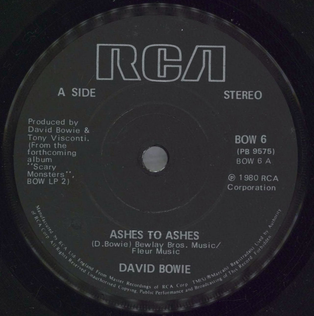 David Bowie Ashes To Ashes - P/S C + Stamps - solid UK 7" vinyl single (7 inch record / 45) BOW07AS597205