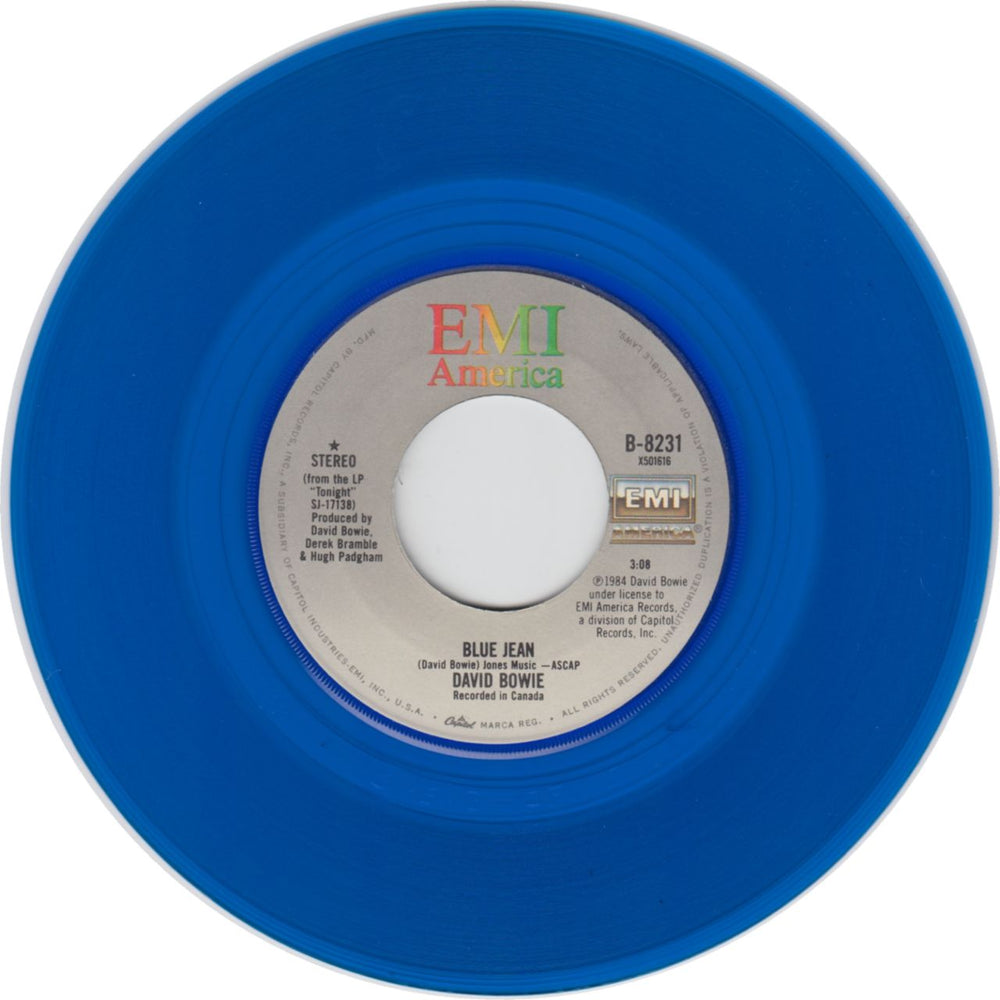 David Bowie Blue Jean - Blue Vinyl US 7" vinyl single (7 inch record / 45)