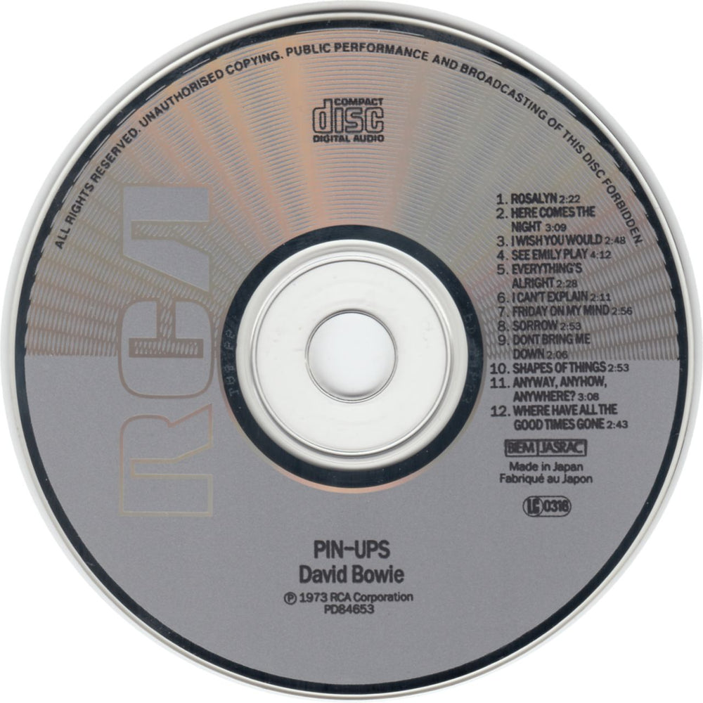 David Bowie Pinups - Withdrawn - Japan UK CD album (CDLP) 035628465320