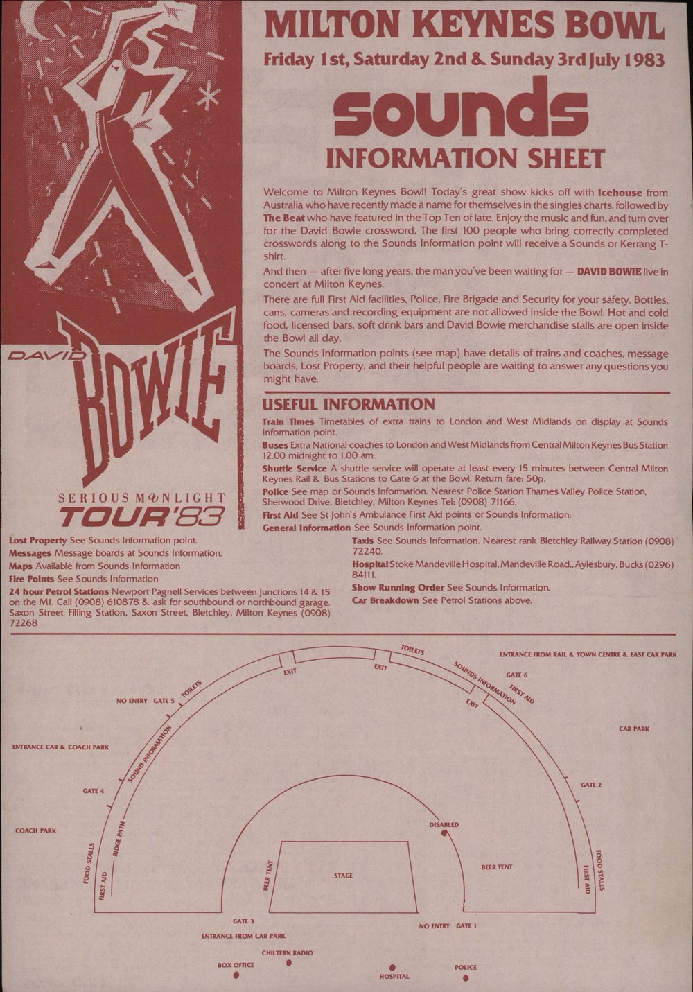 David Bowie Serious Moonlight Tour 83 - Levi Sponsored + Insert UK tour programme BOWTRSE623592