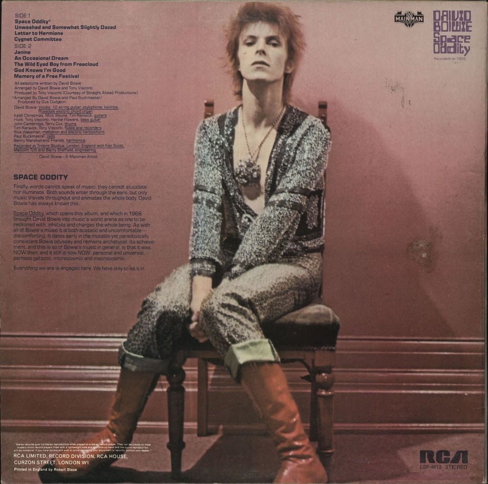 David Bowie Space Oddity - 2nd + Poster - VG UK vinyl LP album (LP record)