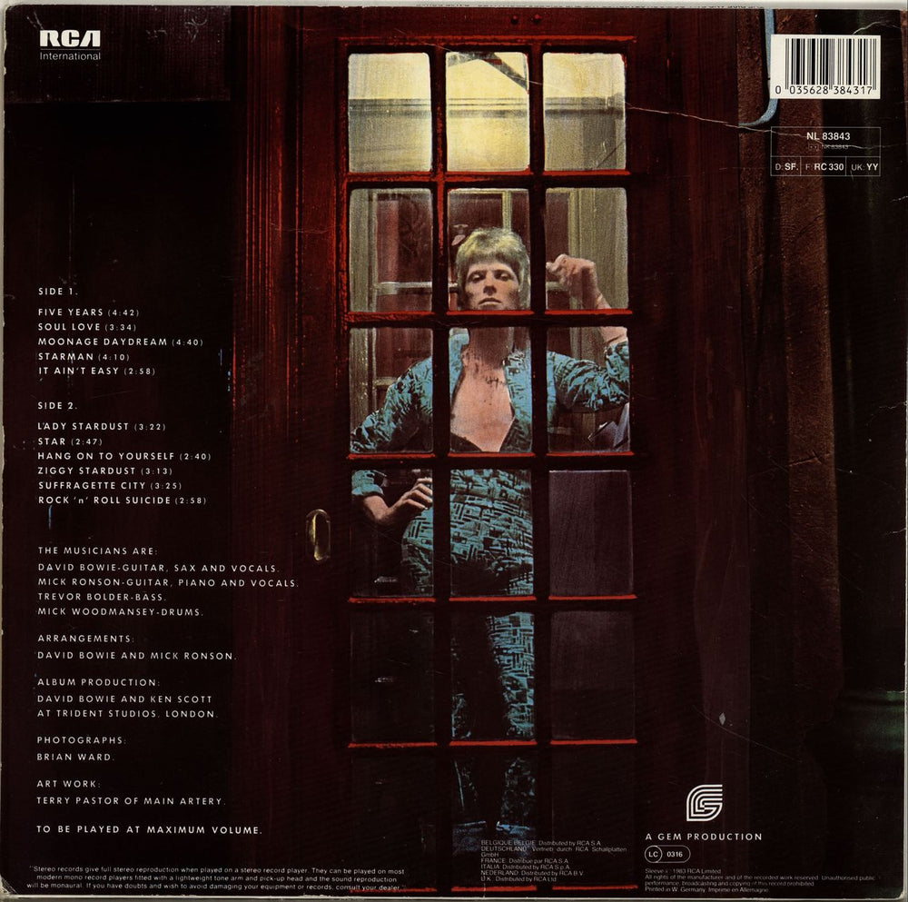 David Bowie The Rise And Fall Of Ziggy Stardust And The Spiders From Mars - EX German vinyl LP album (LP record)