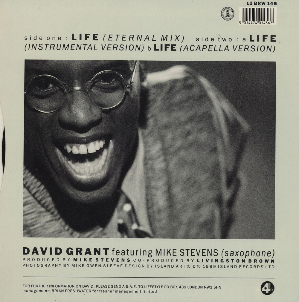 David Grant Life UK 12" vinyl single (12 inch record / Maxi-single) 5014474014567