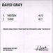 David Gray Wisdom UK Promo CD-R acetate CD-R ACETATE