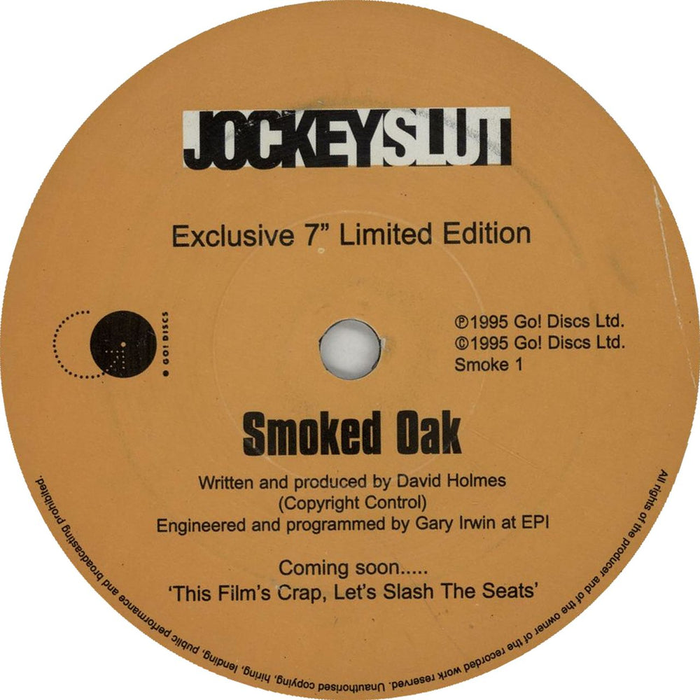 David Holmes Smoked Oak UK Promo 7" vinyl single (7 inch record / 45) SMOKE1