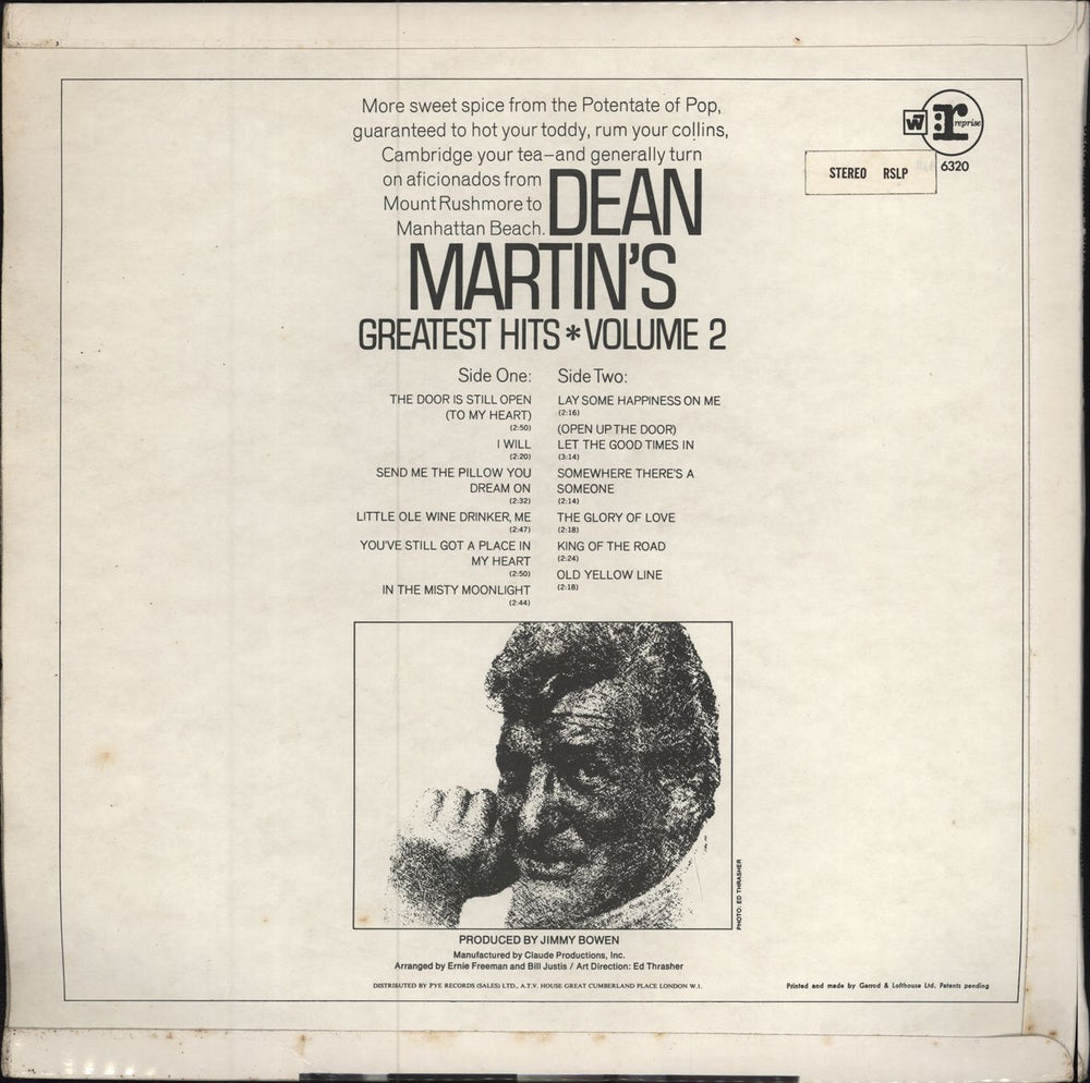 Dean Martin Greatest Hits! Volume 2 - Stereo UK vinyl LP album (LP record)