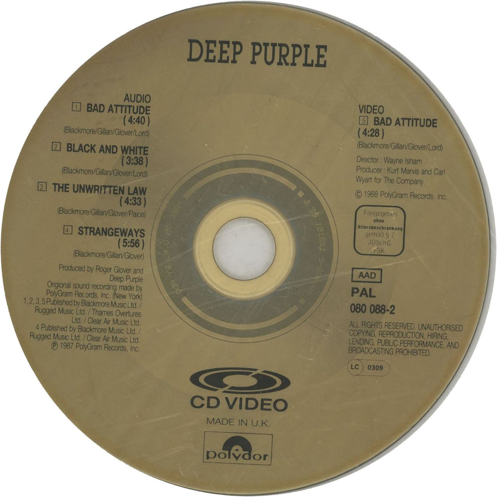Deep Purple Bad Attitude Cdv UK CD single (CD5 / 5") DEEC5BA35019