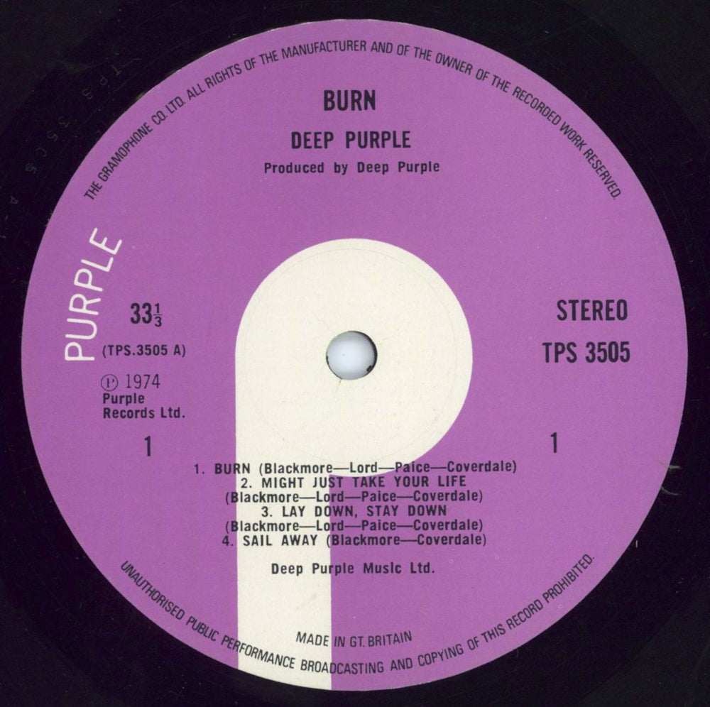 Deep Purple Burn - 1st - VG UK vinyl LP album (LP record) DEELPBU787528